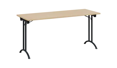 SLA 160 lak skládací jednací stůl 1600x600, deska 25 mm, podnož černý lak, deska bříza světlá